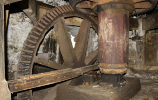 view through waterwheel