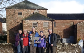 group of people outside building